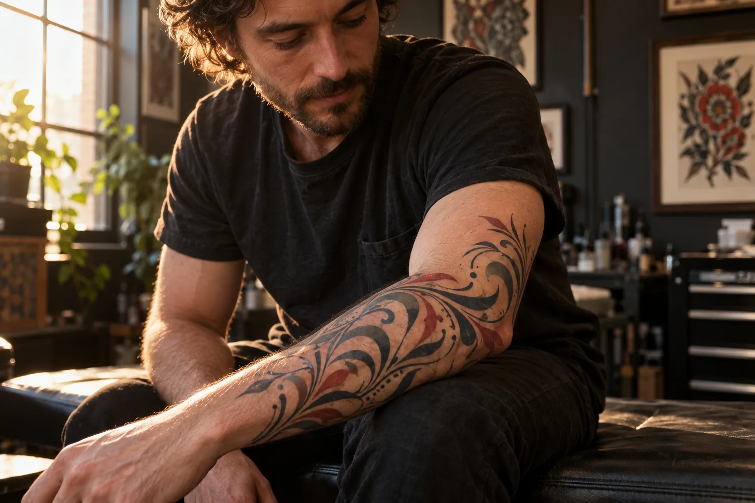 Rhett’s ornamental linework, healed six weeks.