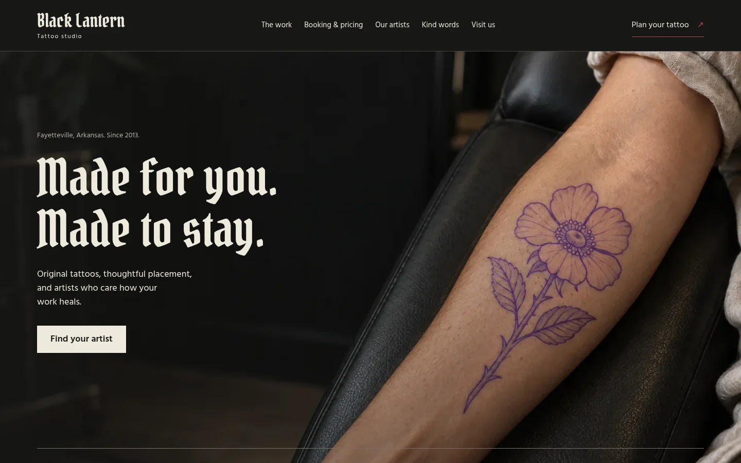 Black Lantern Tattoo website preview