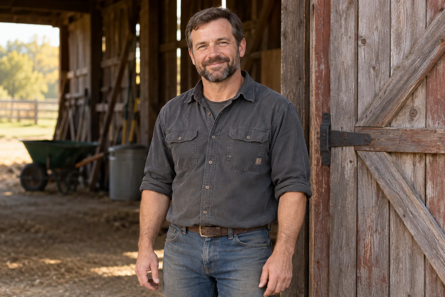 Ben Hale, the grounds caretaker, at the barn entrance.