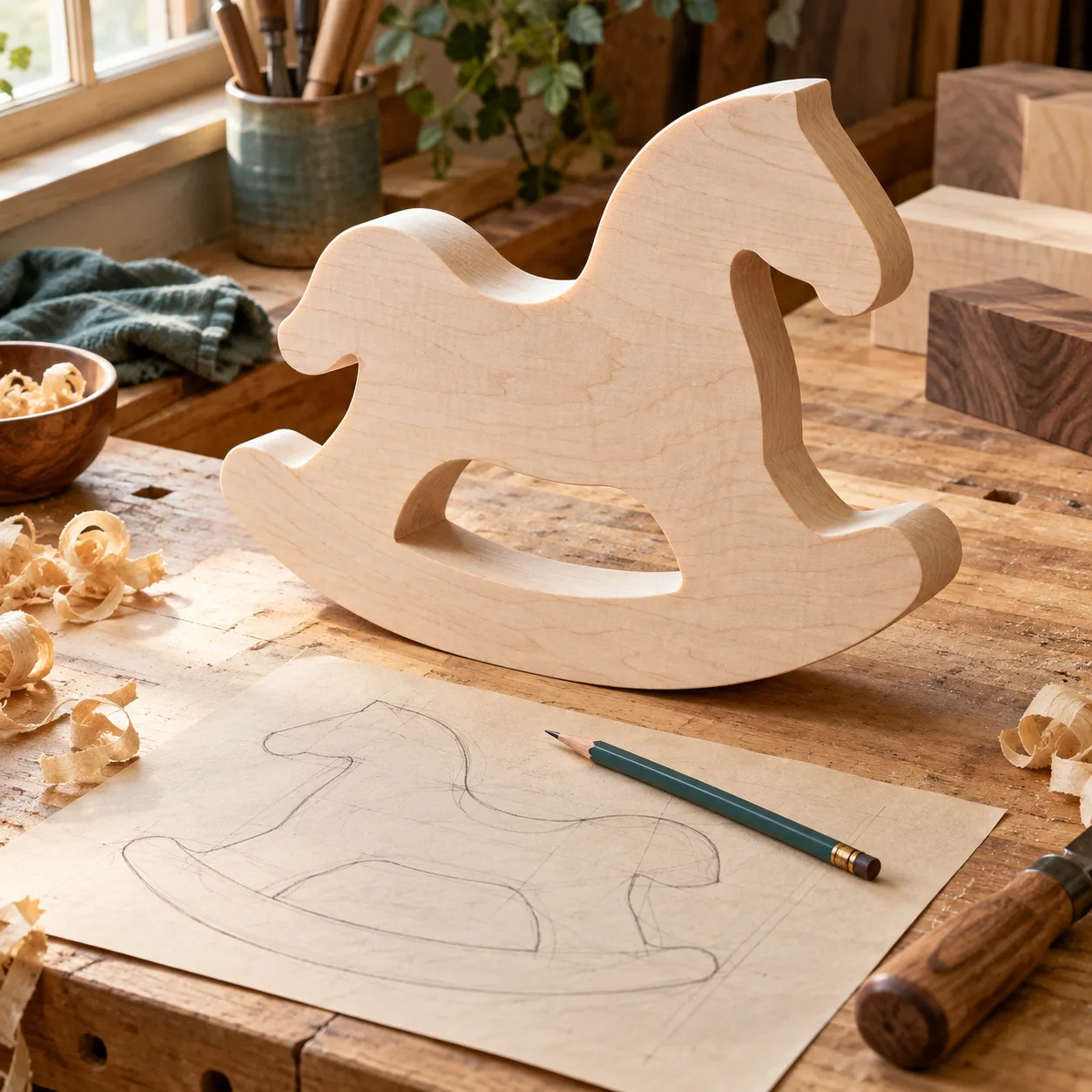 We start with solid maple and walnut, chosen for a close, even grain.
