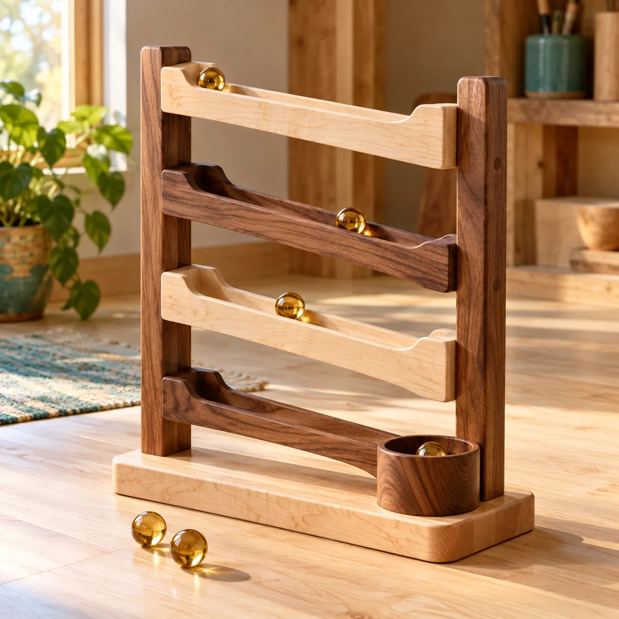 Wooden marble run
