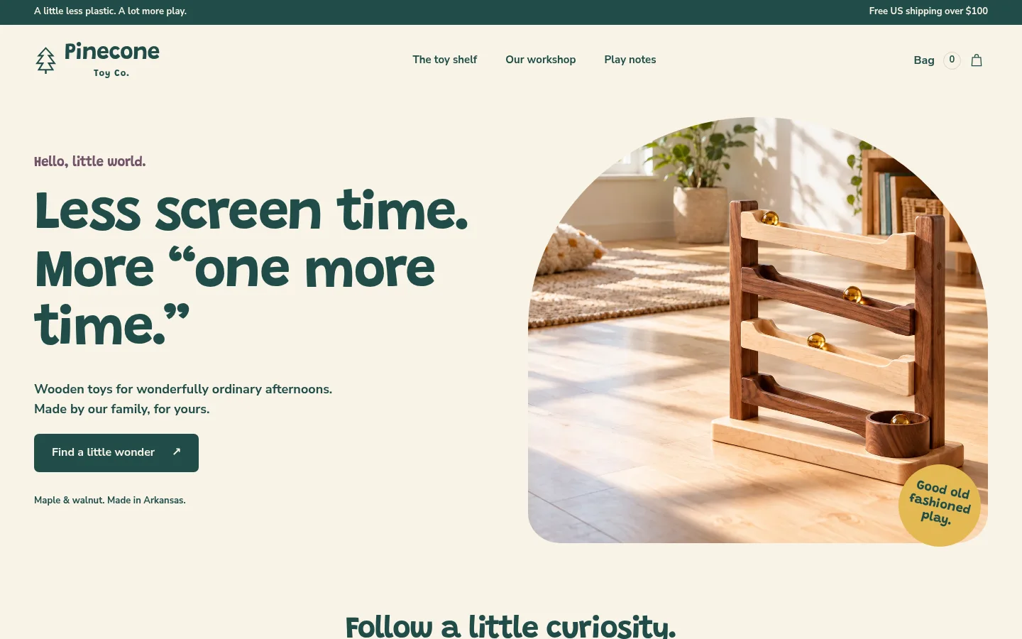 Pinecone Toy Co. website preview