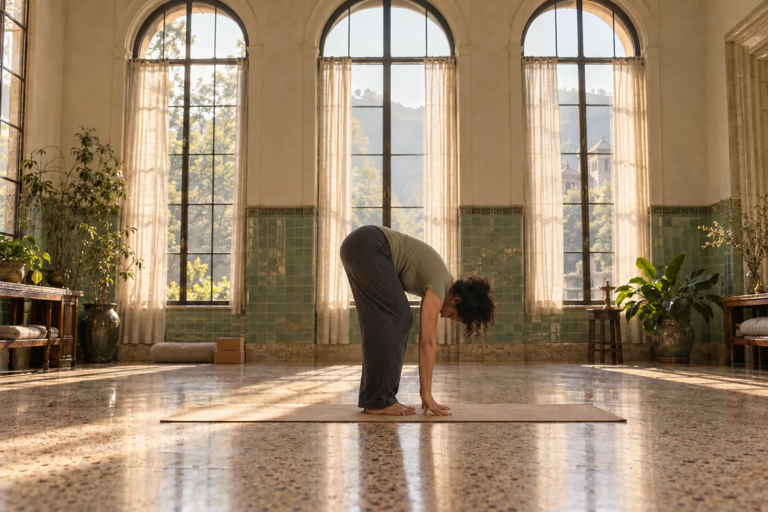 Meera demonstrating fold again in the same studio.